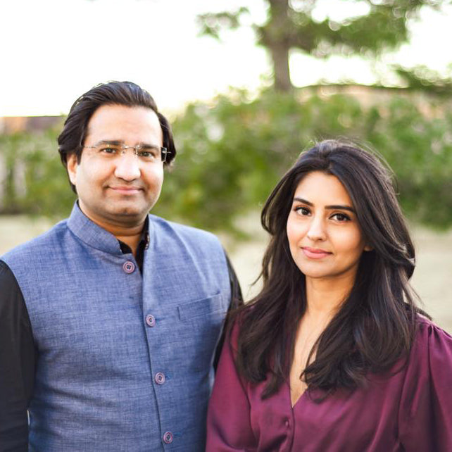 modi toys co founders avani sarkar and viral standing next to each other